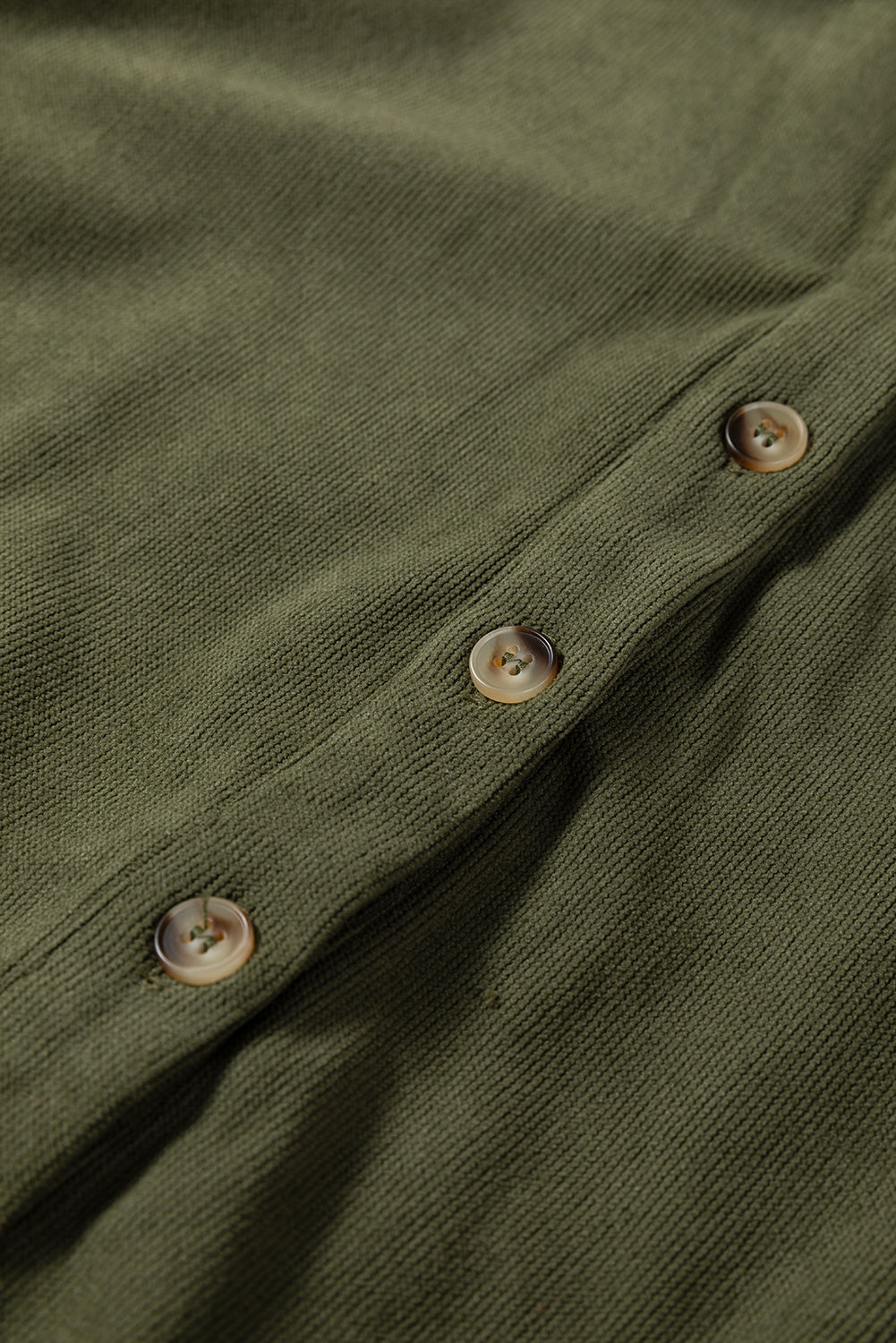 Vineyard Green Corduroy Half Button Collared Long Sleeve Mini Dress