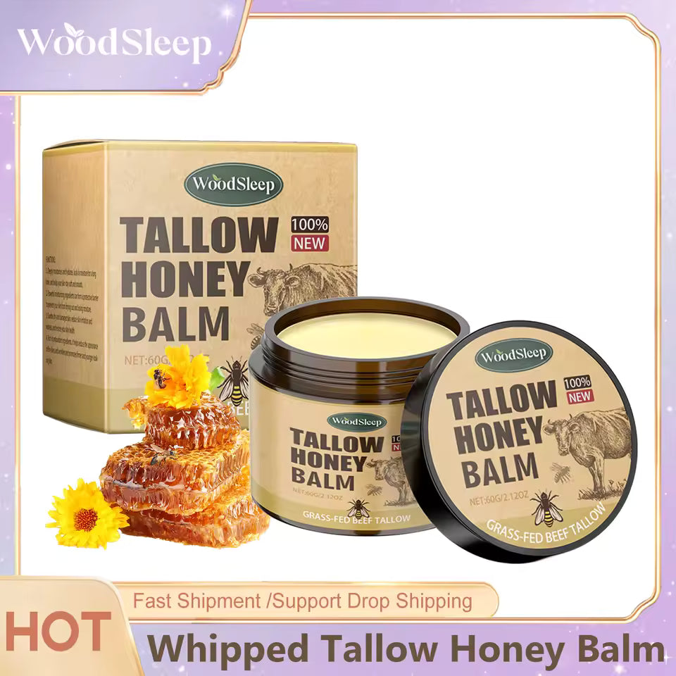 Whipped Beef Tallow and Honey Balm Skin Face Moisturizer Fast Absorption Grass Fed Grass Finished Organic Face Cream Body Lotion