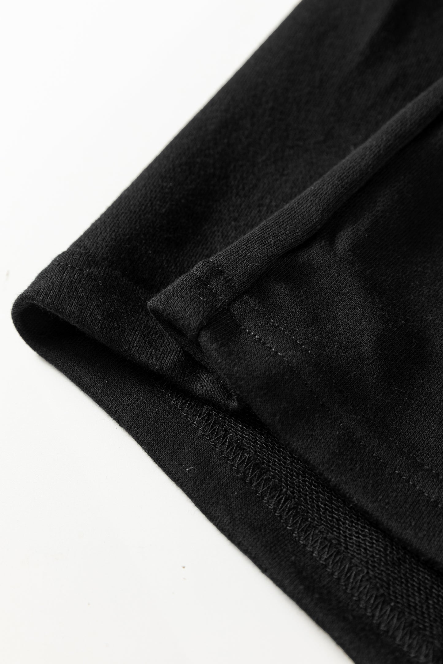 Black Seamed Drawstring High Waist Wide Leg Sweatpants