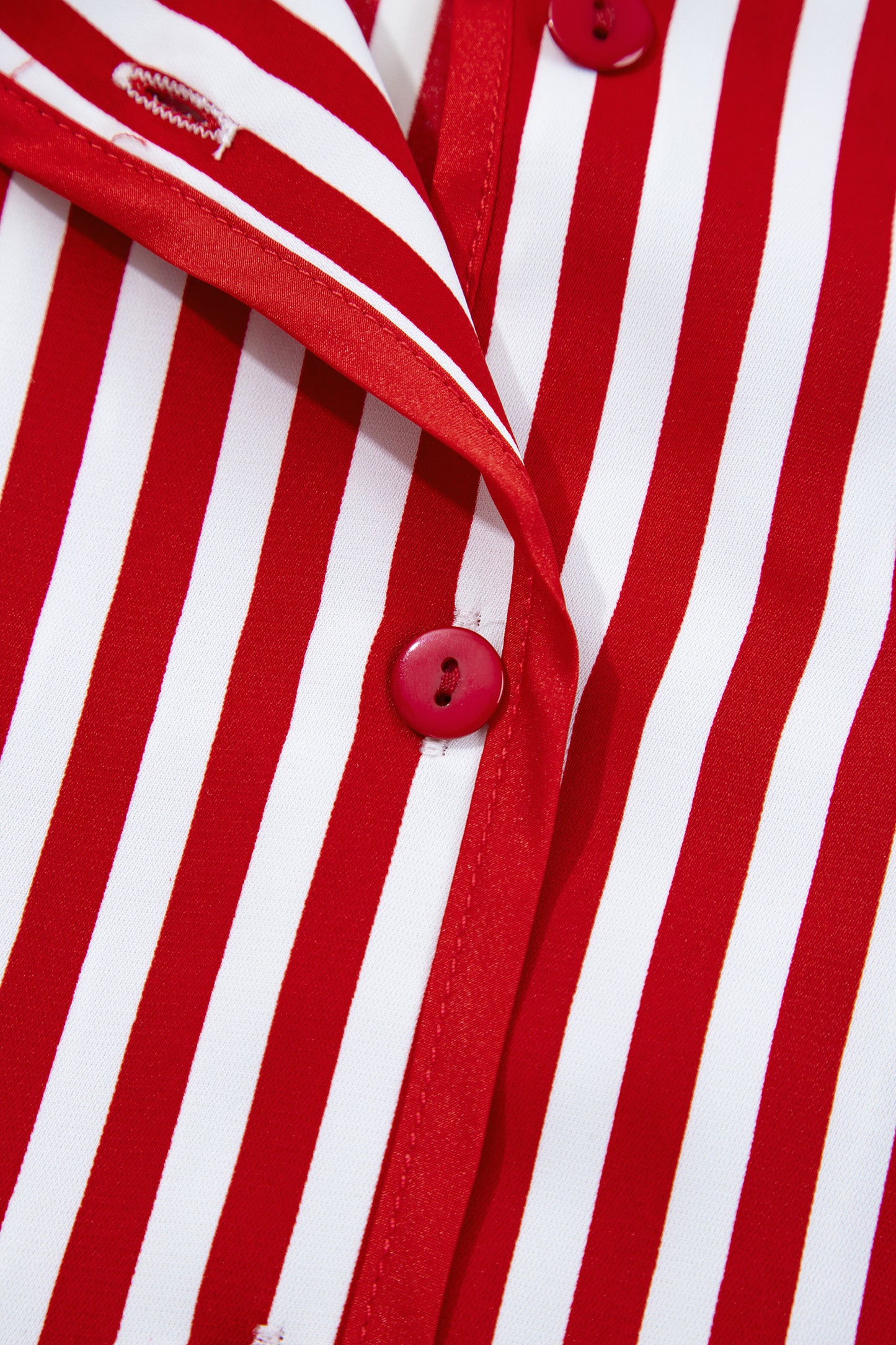 Red Stripe Contrast Velvet Trim Bow Knot Waist 2pcs Pajama Set