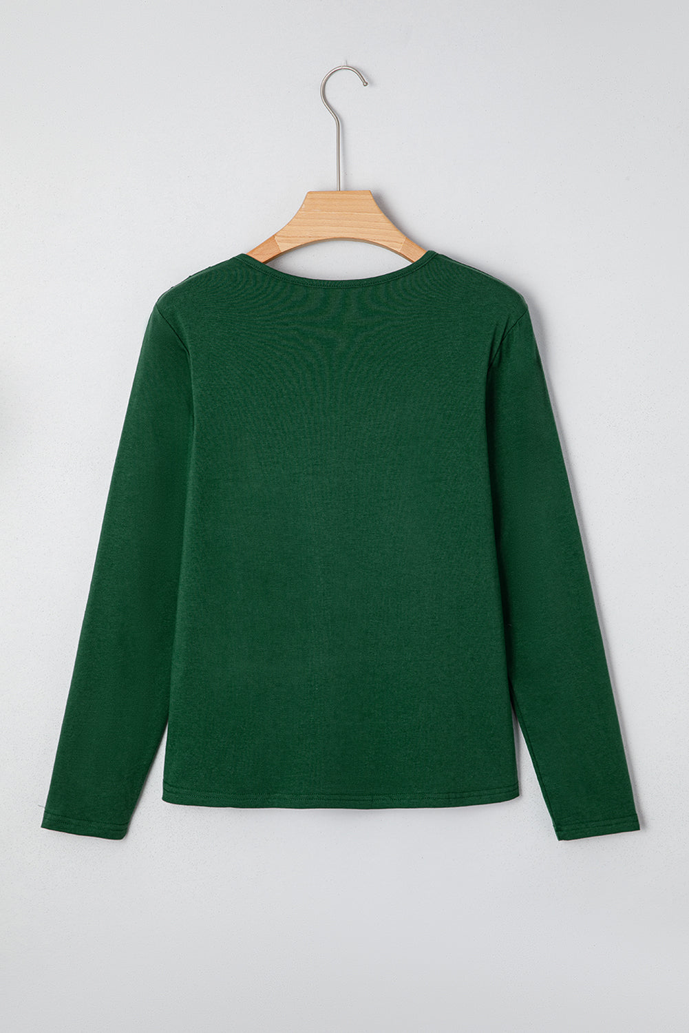 Evergreen Asymmetric Seam Detail Solid Color Long Sleeve Top