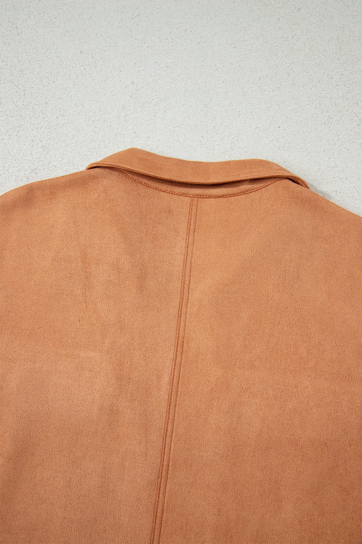 Thai Curry Collared V Neck Faux Suede Short Sleeve Shift Mini Dress